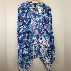 NWT Lane Bryant Floral Chiffon Kimono Swim Cover Up OS